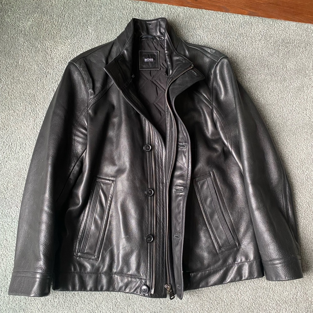 Luxury Hugo Boss Thick Cowskin Leather Jacket